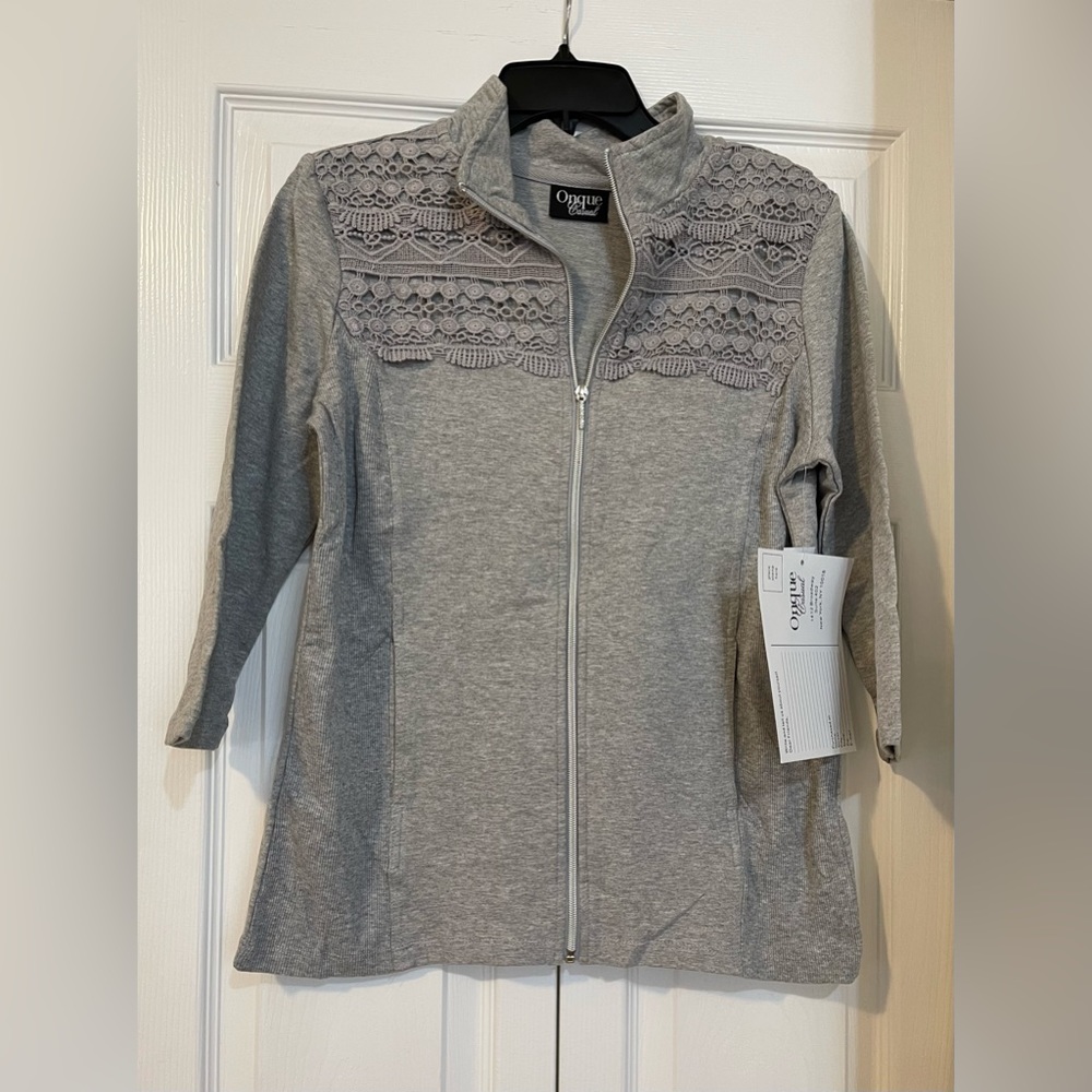 Onque Casual 3/4 Sleeve Zip Up Sweater #135
